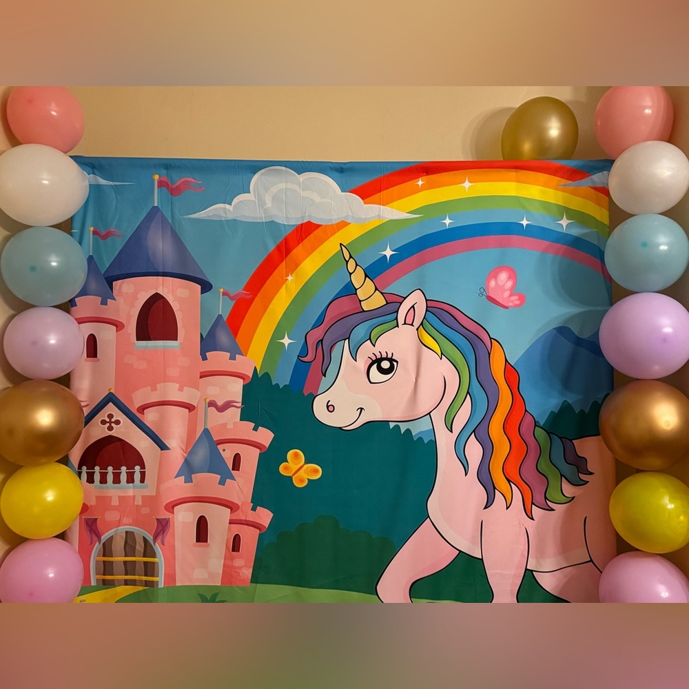 Unicorn and Castle Tapestry and Sparkly Unicorn Dress
